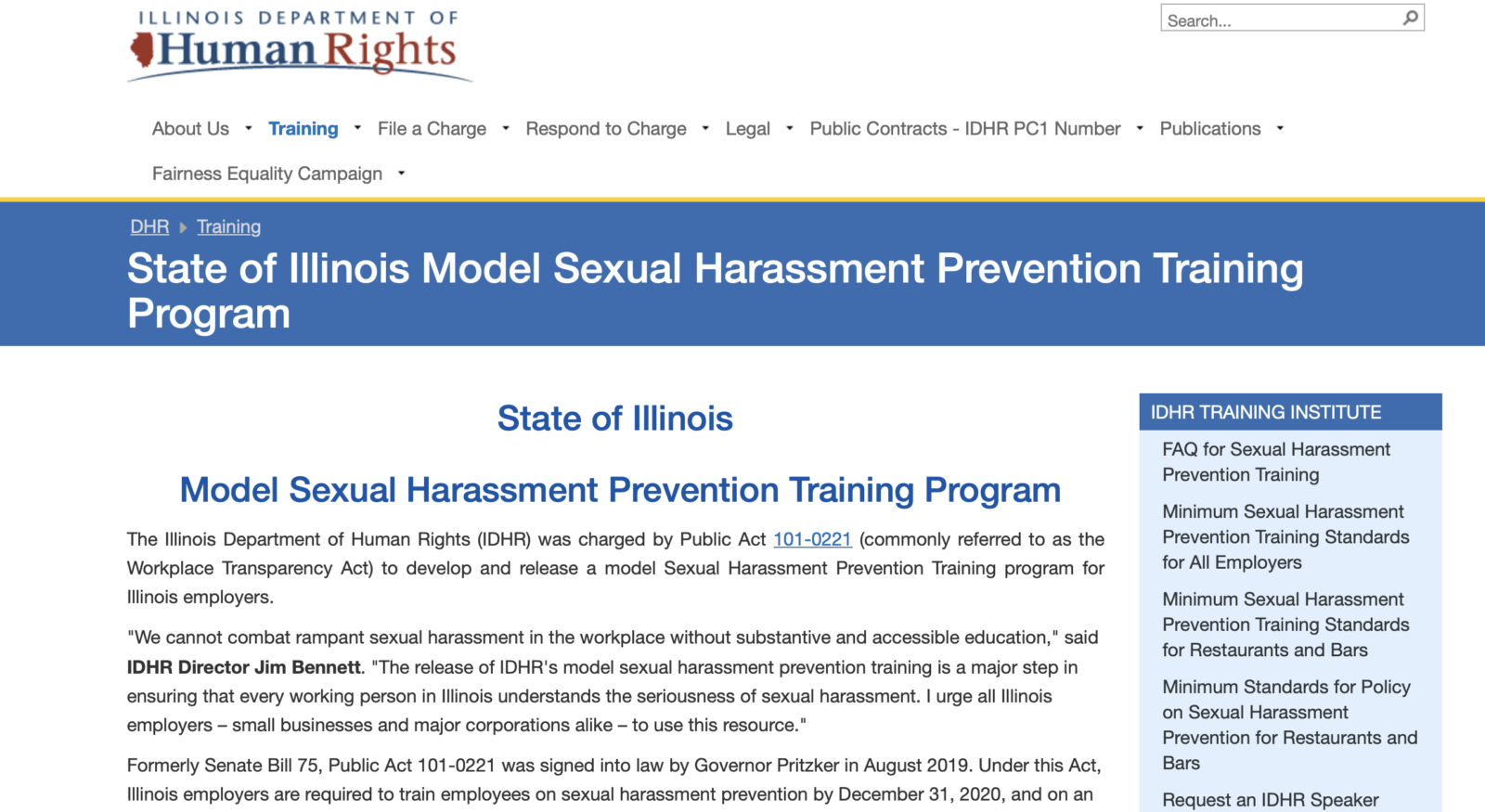 Minimum Sexual Harassment Prevention Training Standards